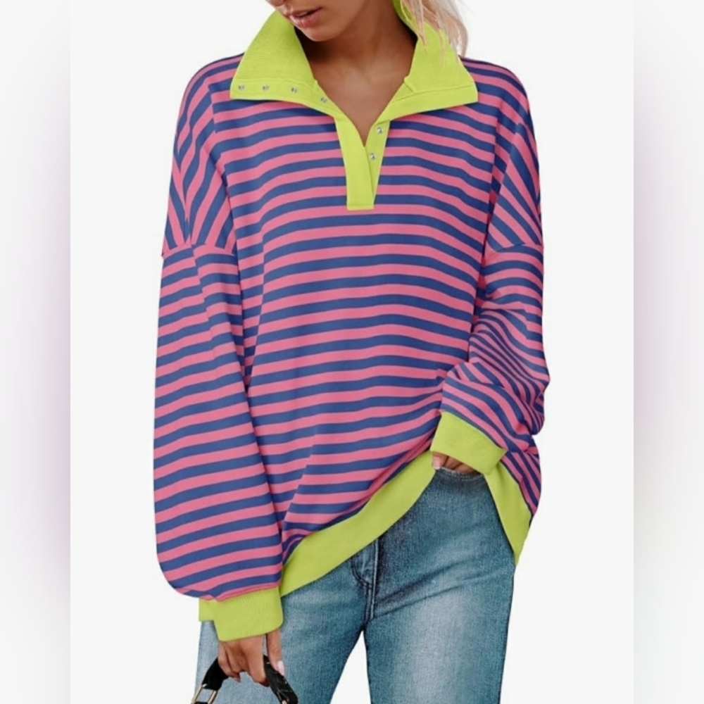Zesica NWT Oversized Pullover Lapel V-Neck Sweater Size Medium